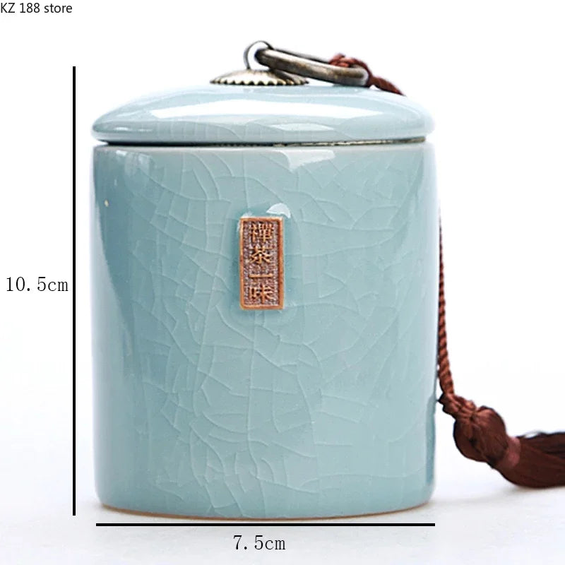 Household Tea Box Ceramic Pot Storage Sealed Pot Coffee Storage Pot Living Room Coffee Table Decoration Kitchen Sorting Jar