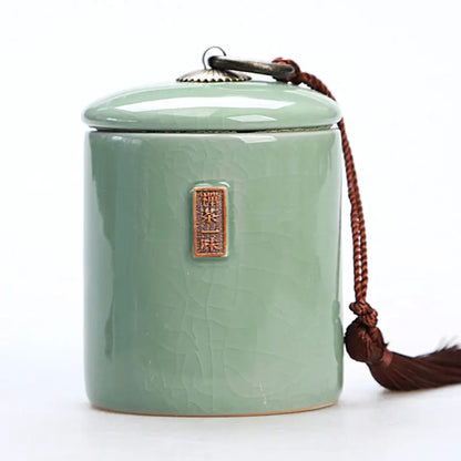 Household Tea Box Ceramic Pot Storage Sealed Pot Coffee Storage Pot Living Room Coffee Table Decoration Kitchen Sorting Jar