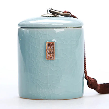 Household Tea Box Ceramic Pot Storage Sealed Pot Coffee Storage Pot Living Room Coffee Table Decoration Kitchen Sorting Jar
