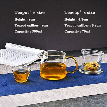 Household Teaware Glass Teapot Set for Stove Heat Resistant Explosion Proof Tea Infuser Milk Rose Flower Travel Teacup set