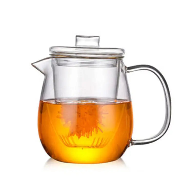 Household Thicken Tea Set High Temperature Explosion Proof Lead-free 600ML Teapot and 100ML Teacups Heated Milk Rose Fruit Tea