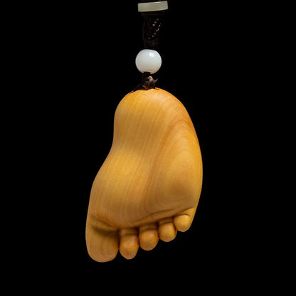 Huangyang Wood Creative Solid Wood Chinese Style Hanging Pieces, Arts and Crafts, Wooden Carving,Little Feet,Contentment and Joy