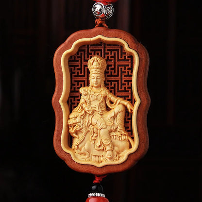 Huangyang Wood Twelve Zodiac Buddha Car Pendant, Peach Handicraft, Rearview Mirror, Interior Accessories