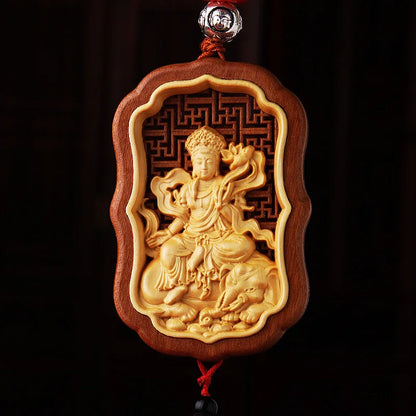 Huangyang Wood Twelve Zodiac Buddha Car Pendant, Peach Handicraft, Rearview Mirror, Interior Accessories