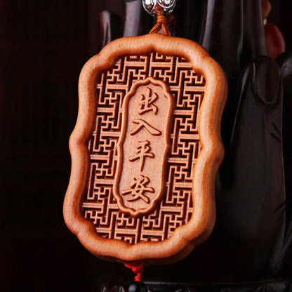Huangyang Wood Twelve Zodiac Buddha Car Pendant, Peach Handicraft, Rearview Mirror, Interior Accessories