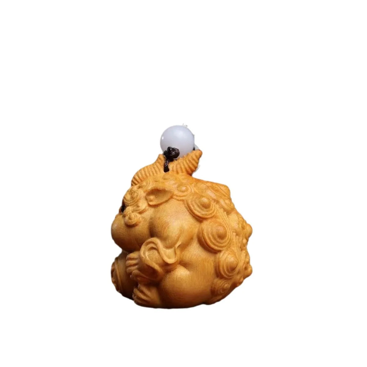 Huangyang Wooden Carving Brings Wealth and Treasures Hand Handle Piece, Pixiu Holding Ball, Solid Wood Wen Play, Chinese Style T