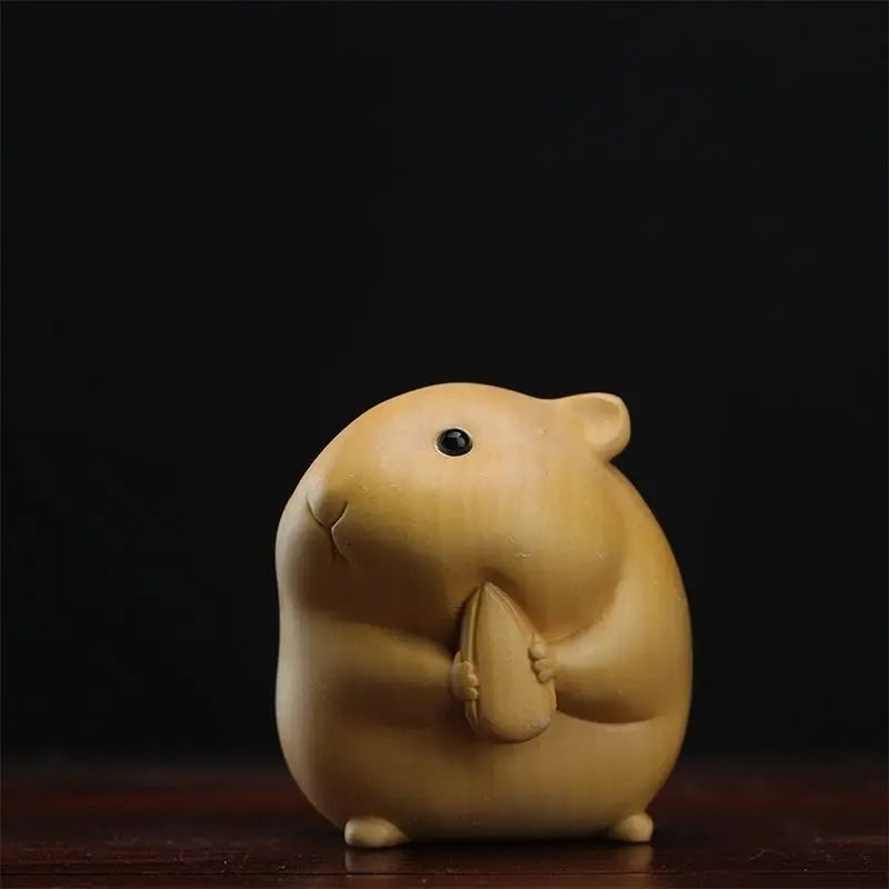 Huangyang wood carved handlebars,cute new food products,hamster series,car mounted gifts, self use,giving away solid wood crafts