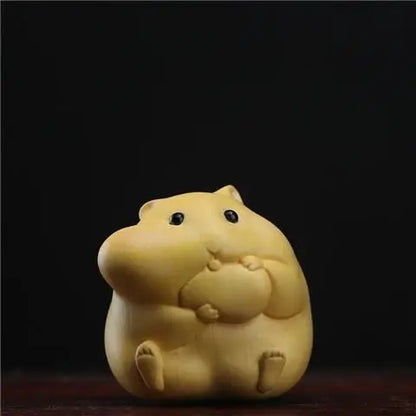 Huangyang wood carved handlebars,cute new food products,hamster series,car mounted gifts, self use,giving away solid wood crafts