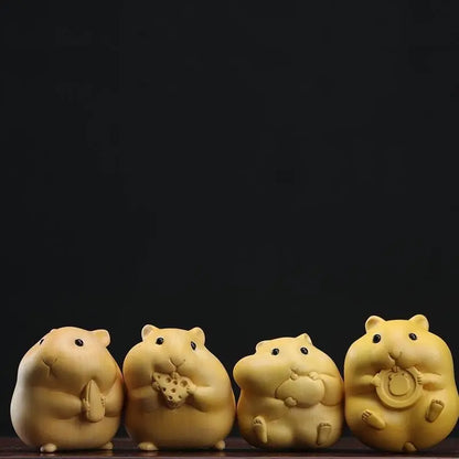 Huangyang wood carved handlebars,cute new food products,hamster series,car mounted gifts, self use,giving away solid wood crafts