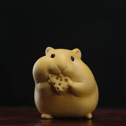 Huangyang wood carved handlebars,cute new food products,hamster series,car mounted gifts, self use,giving away solid wood crafts