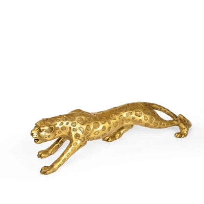 Huge 10 inches Chinese Folk Bronze Copper Lucky Money Leopard Cheetah Art Statue.