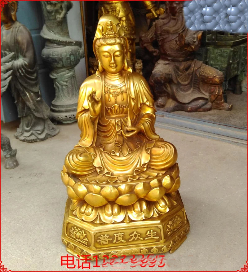 Huge-HOME HOUSE SHOP hall lobby Blessing Talisman Buddhist Guanyin PUSA Buddha brass art statue sculpture 51CM large