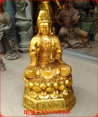 Huge-HOME HOUSE SHOP hall lobby Blessing Talisman Buddhist Guanyin PUSA Buddha brass art statue sculpture 51CM large