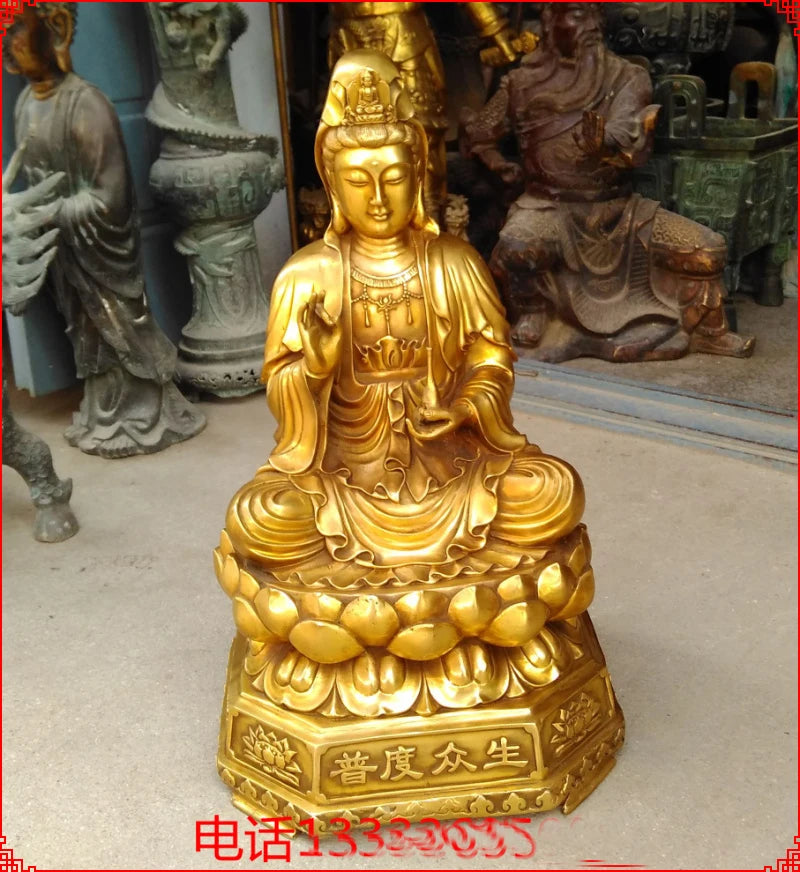 Huge-HOME HOUSE SHOP hall lobby Blessing Talisman Buddhist Guanyin PUSA Buddha brass art statue sculpture 51CM large