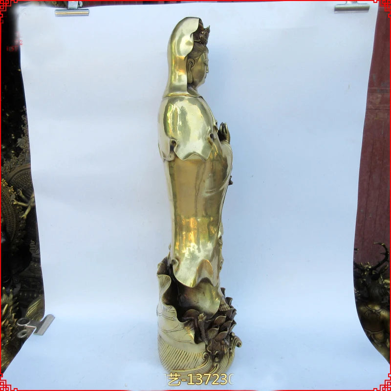 Huge - HOME SHOP hall lobby  Blessing Talisman Gold GUANYIN PUSA Buddha brass art statue sculpture  60CM large