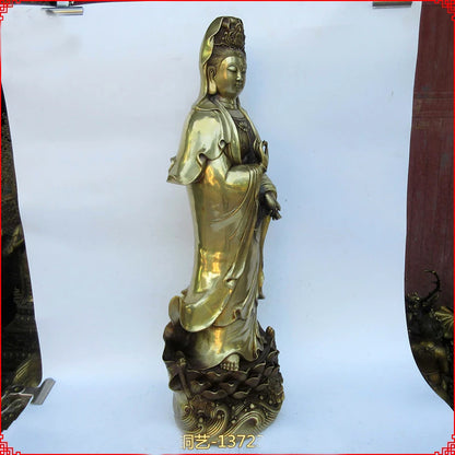 Huge - HOME SHOP hall lobby  Blessing Talisman Gold GUANYIN PUSA Buddha brass art statue sculpture  60CM large
