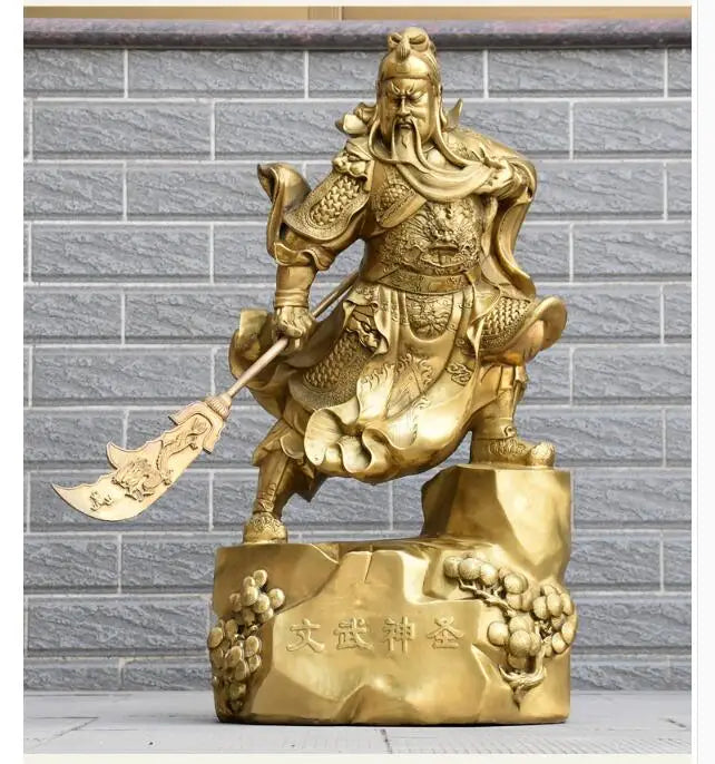 Huge-HOME SHOP hall lobby Talisman Money Drawing god of wealth GOLD Guan gong Guandi brass art sculpture  73CM large