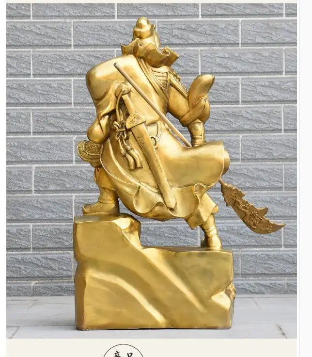 Huge-HOME SHOP hall lobby Talisman Money Drawing god of wealth GOLD Guan gong Guandi brass art sculpture  73CM large