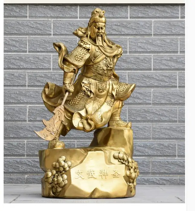 Huge-HOME SHOP hall lobby Talisman Money Drawing god of wealth GOLD Guan gong Guandi brass art sculpture  73CM large