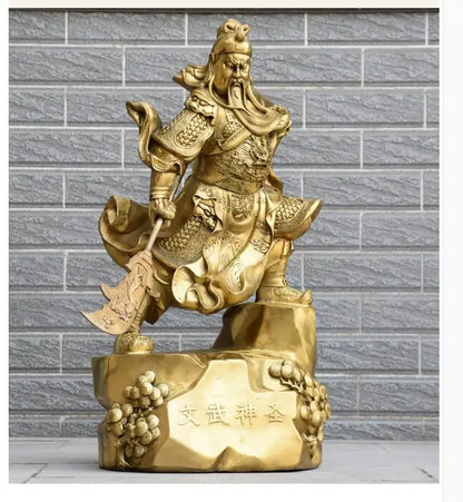 Huge-HOME SHOP hall lobby Talisman Money Drawing god of wealth GOLD Guan gong Guandi brass art sculpture  73CM large
