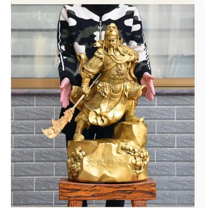 Huge-HOME SHOP hall lobby Talisman Money Drawing god of wealth GOLD Guan gong Guandi brass art sculpture  73CM large