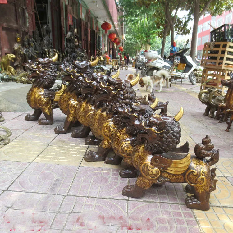 Huge # HOME house Shop hall lobby thriving business efficacious mascot talisman Mythical dragon PI XIU brass statue 54CM