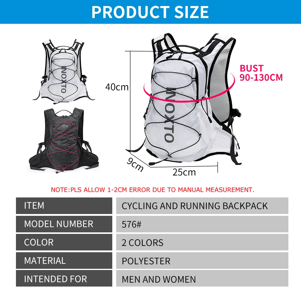 INOXTO 15L Cycling Running Backpack Men's Women Riding Waterproof Breathable Bicycle Backpack,Bicycle Water Bag,Bicycle helmet