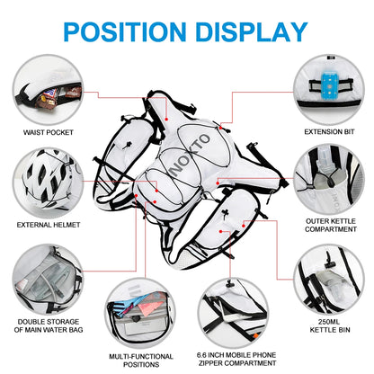 INOXTO 15L Cycling Running Backpack Men's Women Riding Waterproof Breathable Bicycle Backpack,Bicycle Water Bag,Bicycle helmet