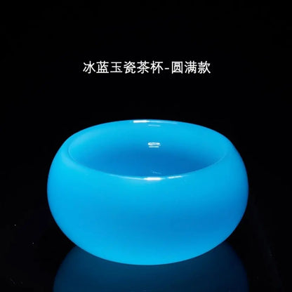 Ice Blue Jade Porcelain Tea Cup Master Cup Tea Tureen Tea Maker Coloured Glaze Teacup Chinese Kung Fu Tea Set