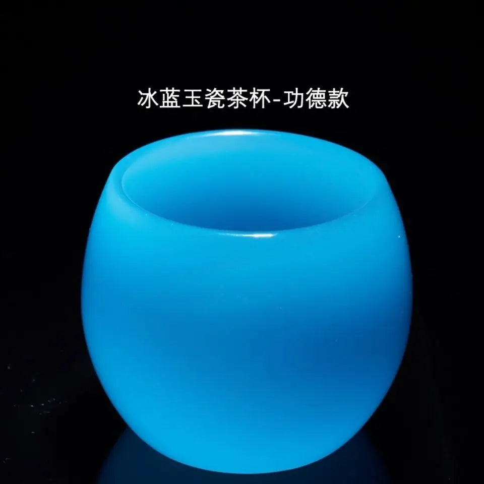 Ice Blue Jade Porcelain Tea Cup Master Cup Tea Tureen Tea Maker Coloured Glaze Teacup Chinese Kung Fu Tea Set