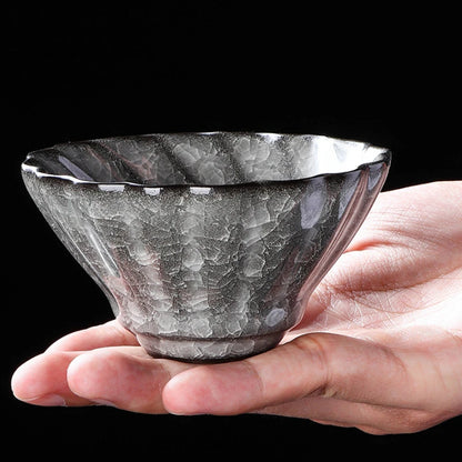 Ice Crack Split Single Cup Cups Iron Tire Flower Mouth Tea Bowl Ceramics Pottery Black Ice Master Personal Cup Teaware Kitchen