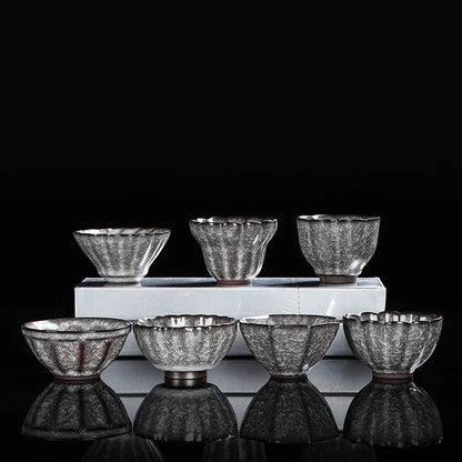 Ice Crack Split Single Cup Cups Iron Tire Flower Mouth Tea Bowl Ceramics Pottery Black Ice Master Personal Cup Teaware Kitchen