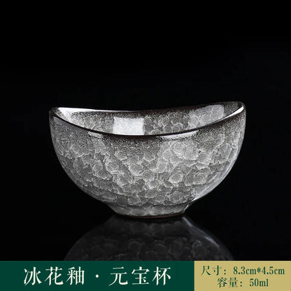 Ice Crack Split Single Cup Cups Iron Tire Flower Mouth Tea Bowl Ceramics Pottery Black Ice Master Personal Cup Teaware Kitchen