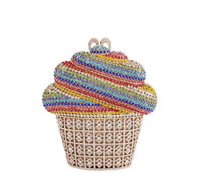 Ice Cream Hollow Out Women Crystal Clutch Purse Evening Bag Metal Minaudiere Handbag Pursed Ladies Clutch Wedding Clutches Bags