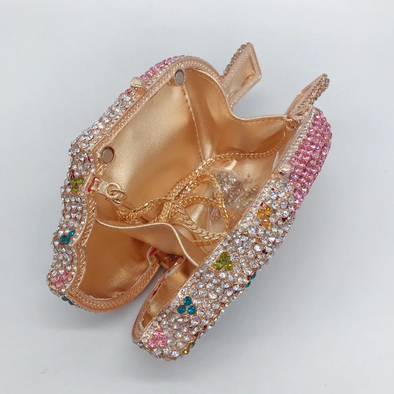Ice Cream Shaped Diamond Evening Clutch Bag For Party Wedding 2023 Boutique Novelty Mini Kawaii Rhinestone Purses High Quality