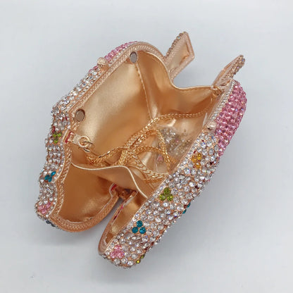 Ice Cream Shaped Diamond Evening Clutch Bag For Party Wedding 2023 Boutique Novelty Mini Kawaii Rhinestone Purses High Quality