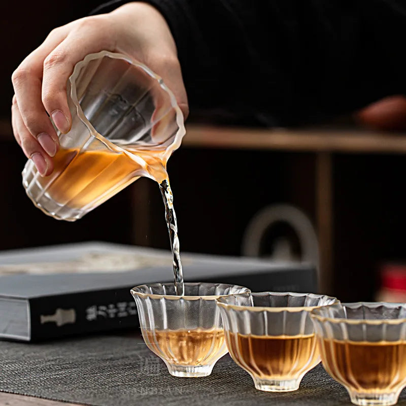 Ice Cube Clear Feeling Hand-Made Frozen Burnt Colored Glaze Pitcher Glass Tea Serving Pot Tea Pitcher Japanese Kung Fu Tea Set