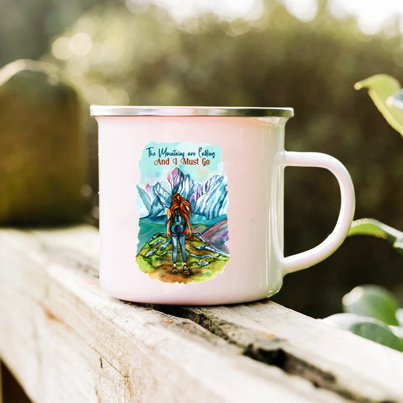 If You Never Go You'll Never Know Camping Mugs Camper Enamel Mug Adventure Cup Campfire Coffee Mug Camper Best Gift Mountain Mug