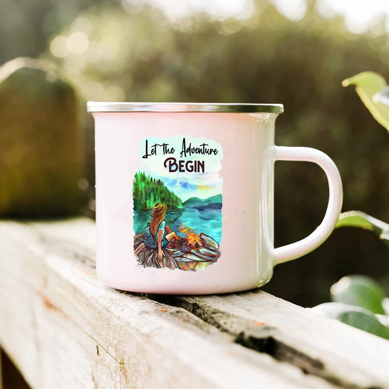 If You Never Go You'll Never Know Camping Mugs Camper Enamel Mug Adventure Cup Campfire Coffee Mug Camper Best Gift Mountain Mug