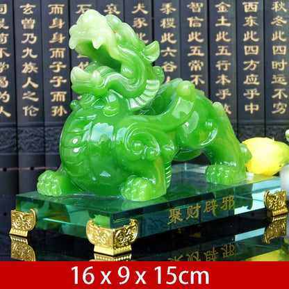 Imitation Jade Decorative Pixiu Ornament Statue Resin Modern Art Sculpture Home Living Room Office Feng Shui Statue