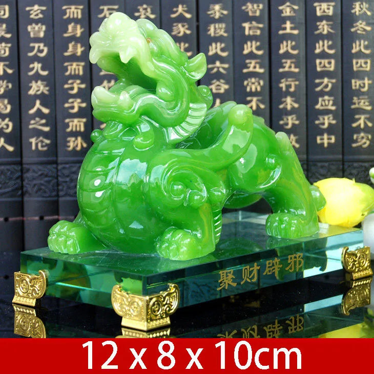 Imitation Jade Decorative Pixiu Ornament Statue Resin Modern Art Sculpture Home Living Room Office Feng Shui Statue