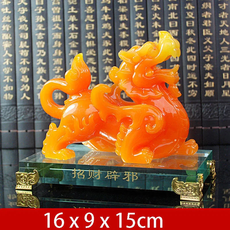 Imitation Jade Decorative Pixiu Ornament Statue Resin Modern Art Sculpture Home Living Room Office Feng Shui Statue