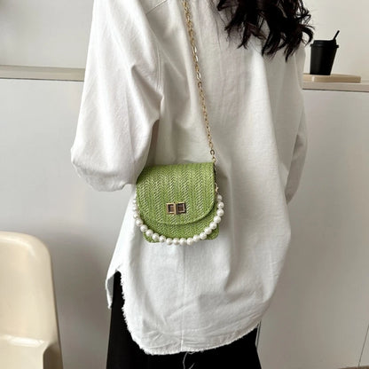 Imitation Pearl Chain Crossbody Purses Shoulder Bags for Women Flap Handbag