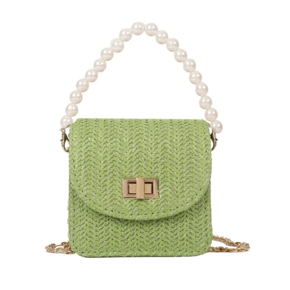 Imitation Pearl Chain Crossbody Purses Shoulder Bags for Women Flap Handbag
