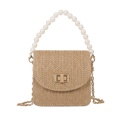 Imitation Pearl Chain Crossbody Purses Shoulder Bags for Women Flap Handbag