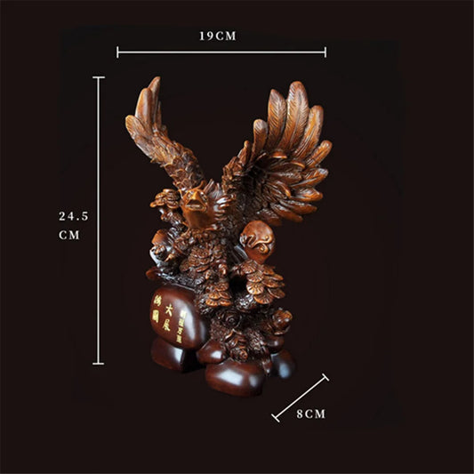 Imitation Wood Resin Eagle Statue Sculpture Feng Shui Animal Figurine Statue Ornaments Office Living Room Home Decoration Crafts