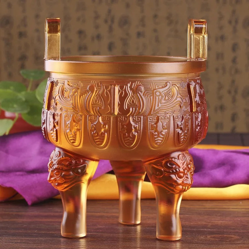 Imitation bronze Coloured glaze treasure tripod wealth that power stable foundation Absorb the righteousness of heaven and earth
