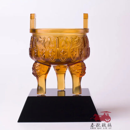 Imitation bronze Coloured glaze treasure tripod wealth that power stable foundation Absorb the righteousness of heaven and earth