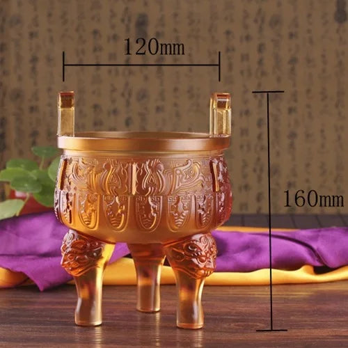 Imitation bronze Coloured glaze treasure tripod wealth that power stable foundation Absorb the righteousness of heaven and earth