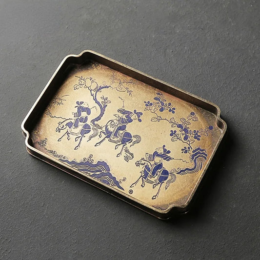 Imitation bronze pot painted Brass Teapot for old bronze plate pot pad manual seal cutting tray tea tray